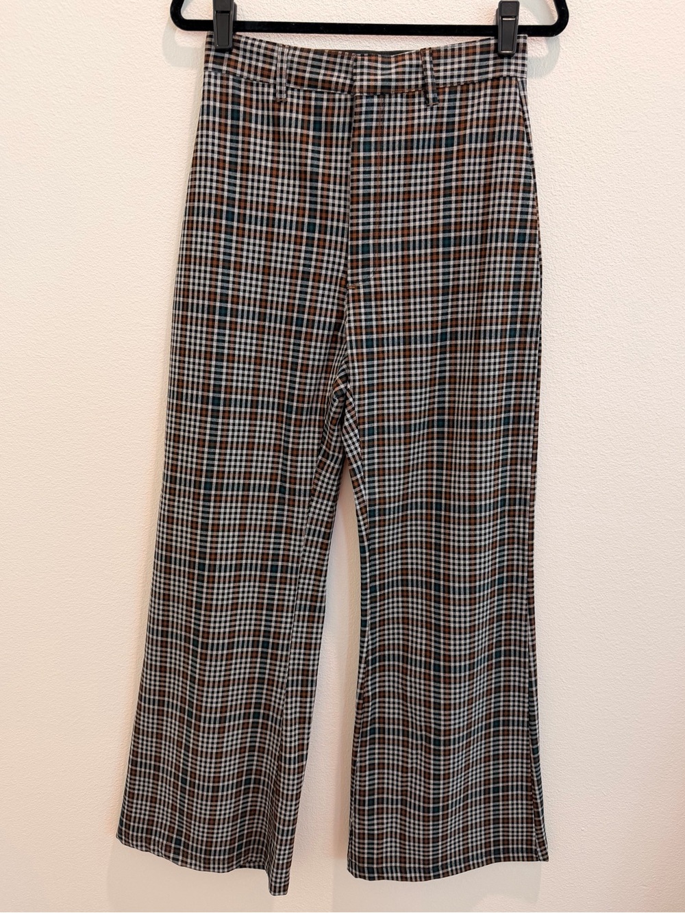 Free People Plaid Wide-Leg Trousers